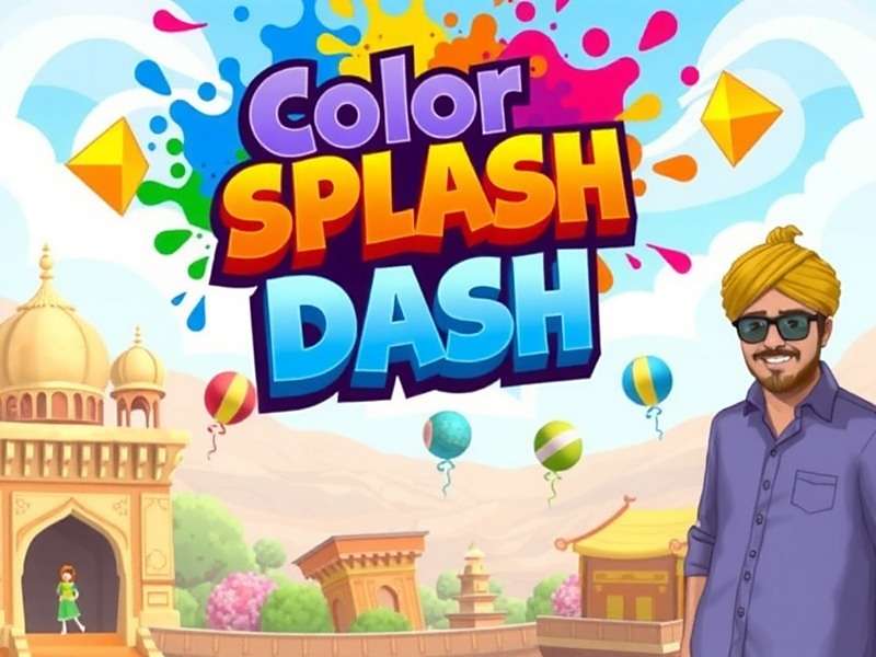 Color Splash Dash game cover featuring vibrant colors and Indian cultural elements